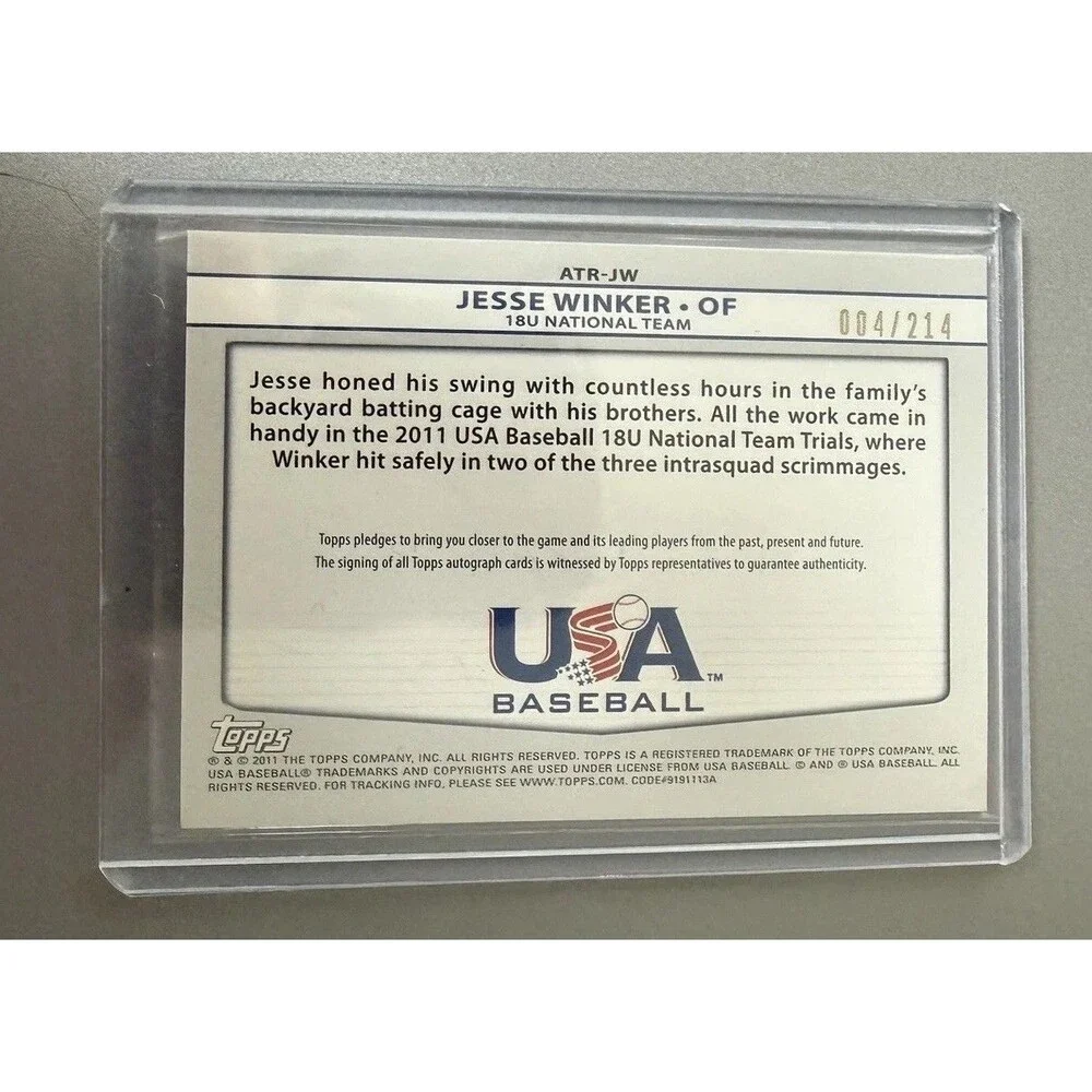 2011 Topps USA  Autograph Auto Jersey Red Jesse Winker Game Used